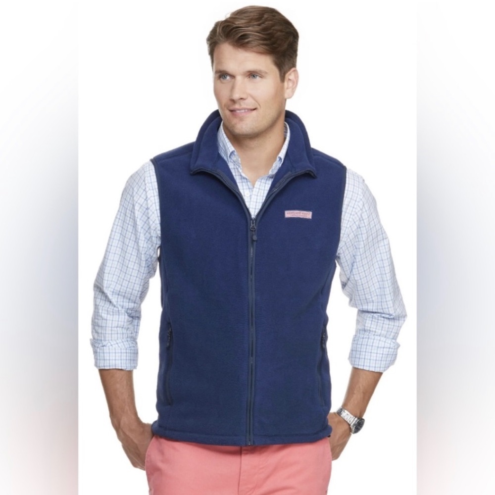 Vineyard Vines Men's Blue Fleece Harbor Vest Size M